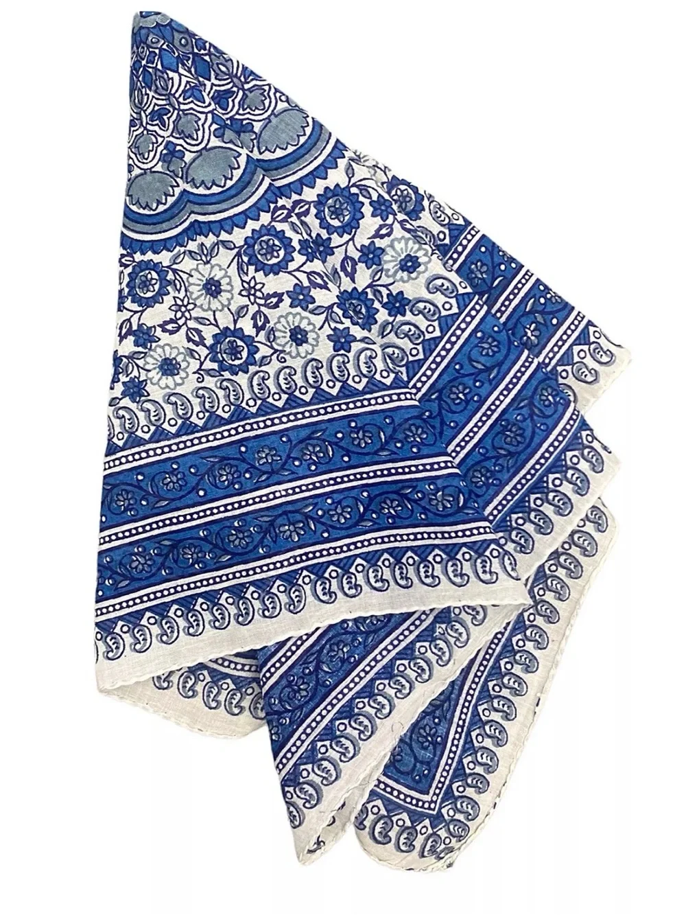 Free People Blue and White Floral Bandana Scarf